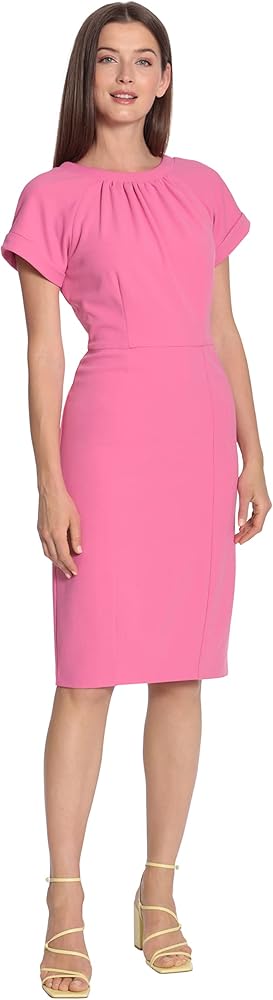 Maggy London Women's Short Sleeve Sheath Scuba Crepe Dress