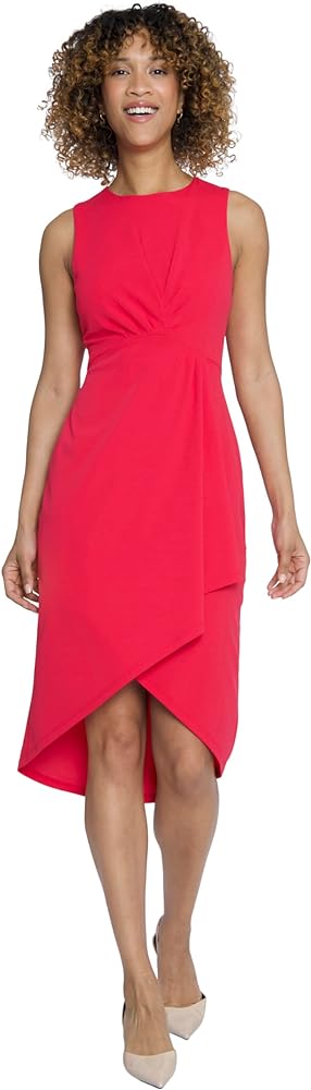 Maggy London Sleeveless Jewel Neck Asymmetrical Midi for Wedding Guest | Cocktail Dress for Women