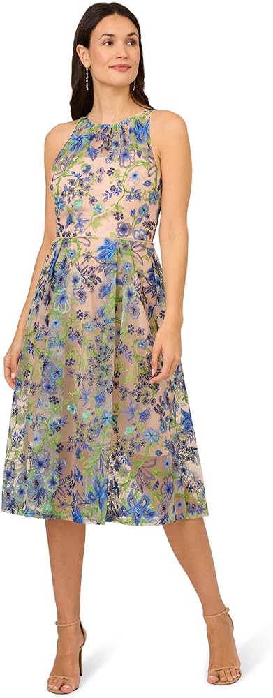 Adrianna Papell Women's Embroidered Fit and Flare