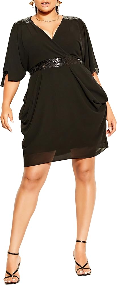 City Chic Women's Apparel Women's Plus Size Dress Sequin Wrap