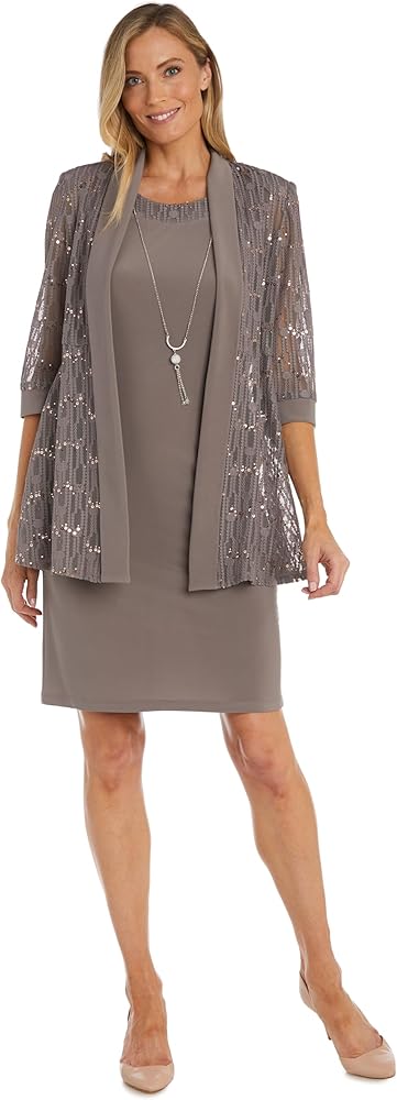 R&M Richards Circle Mesh Patterned Jacket Dress