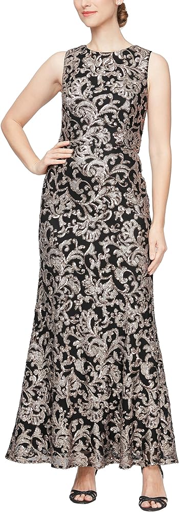 Alex Evenings Women's Long Sleeveless Dress with Shawl