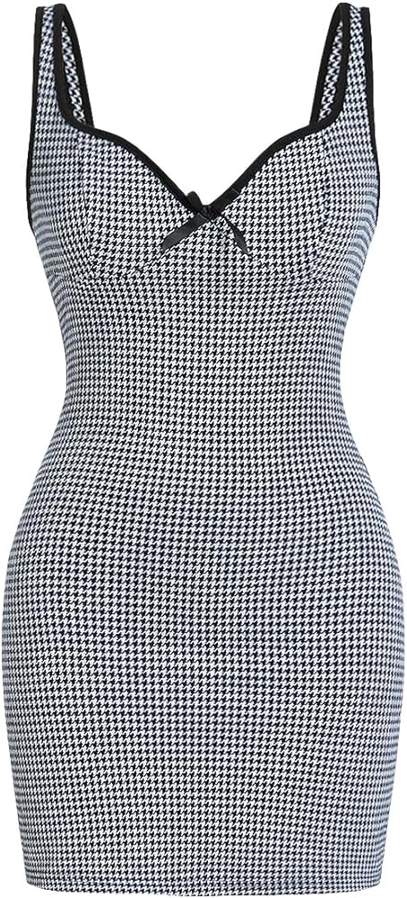 Floerns Women's Contrast Binding Sleeveless Sweetheart Neck Bodycon Mini Dress