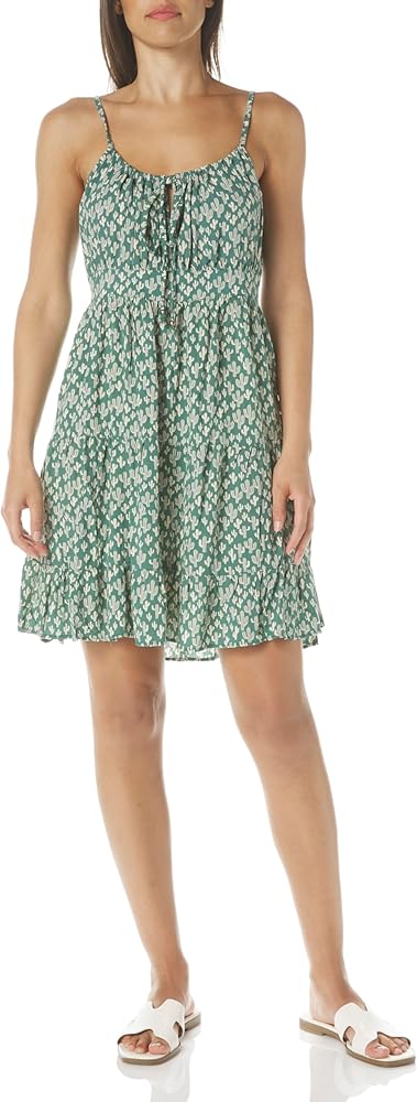 Angie Women's Cactus Print Spaghetti Strap Dress with Tie